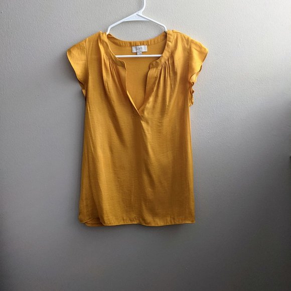 LOFT Tops - LOFT Outlet - Mixed Media Tank Blouse - Gold/Orange - Size S